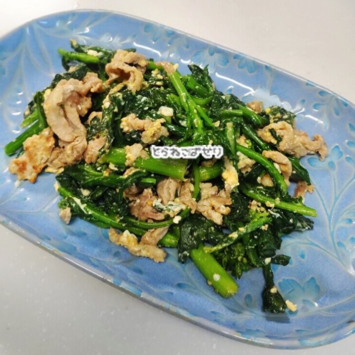 菜の花と豚肉の卵とじ